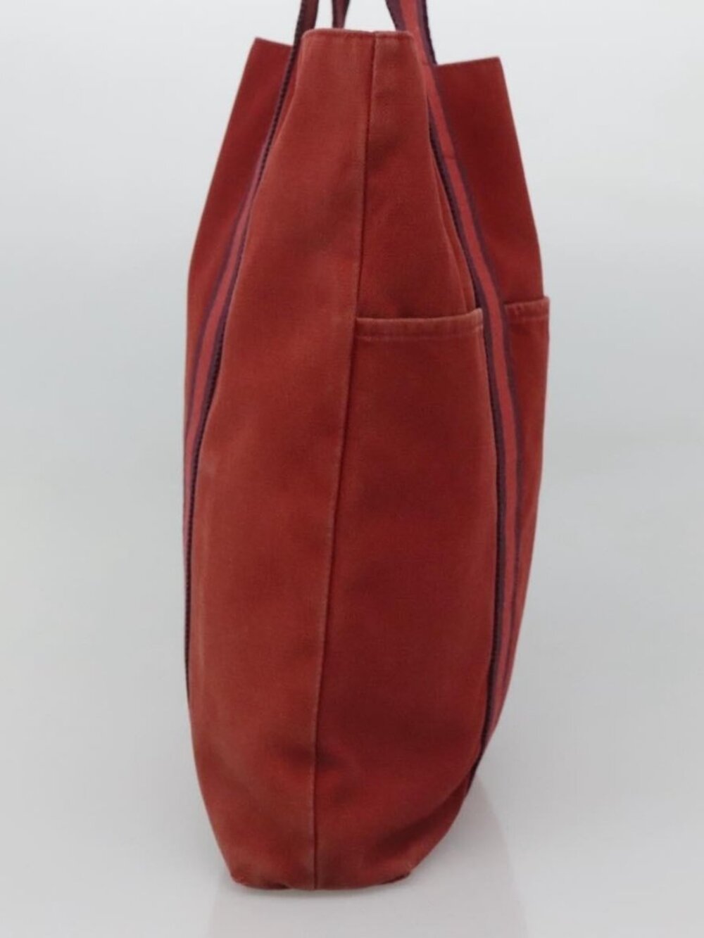 HERMES Fourre Tout Cabas Tote Bag Canvas Red Auth ti3109 - Picture 4 of 16